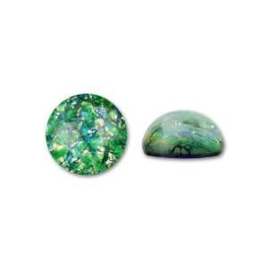  13mm Round Glass Cabochon   Green Opal: Arts, Crafts 