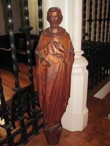 HAND CARVED RELIGIOUS ST. JOSEPH WOOD STATUE 11CC78  