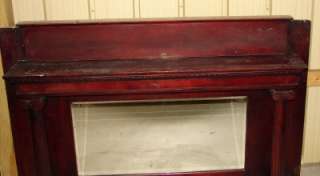 Antique Cherry Fireplace Mantel Top w/Beveled Mirror  