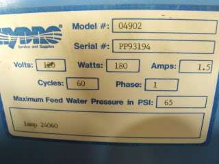 HYDRO WATER PURIFICATION SYSTEM MODEL# 04902  