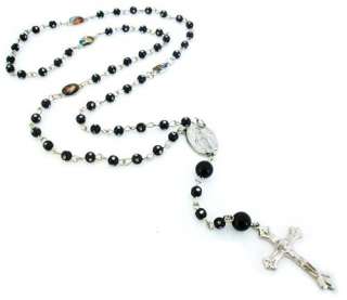 Miraculous Black Rosary Necklace Beaded Chain 26 Long  