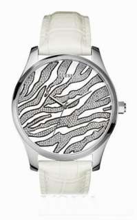 Guess  Ladies Zebra Dial White Leather Watch W70020L1  