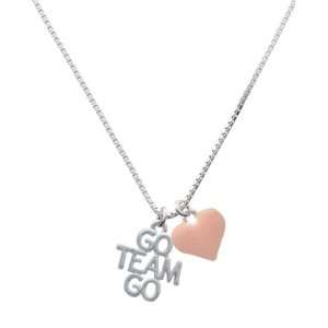  Go Team Go and Pink Heart Charm Necklace: Jewelry