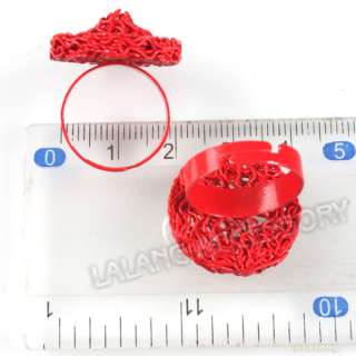 10x 160345 Red Costume Jewelry Flower Cluster Rings 18mm Free Ship 