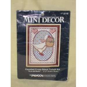 Vintage 1985 Mini Decor Counted Cross Stitch Picture Kit   Duck With 