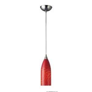  1 Light Pendant In Satin Nickel With Scarlet Red Glass 