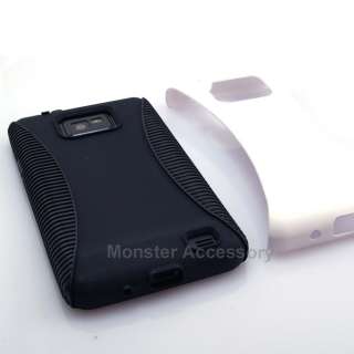 White Dual Shield Hard Case Gel Cover For Samsung Galaxy S2 Attain 