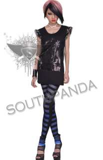 SC186 Black Skull Lace Gothic T Shirt Top Punk Gothic  