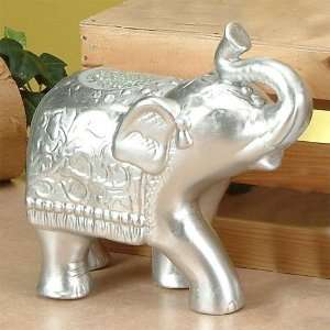  White Silver Walking Glass Mosaic Elephant Figure: Home 