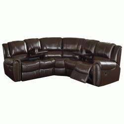 Camden Dark Brown Italian Leather Reclining Sectional Sofa  Overstock 