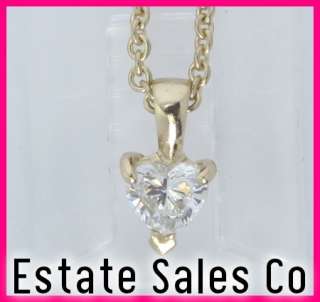 14kyg Heart Solitaire Diamond Pendant & Necklace .45ct  