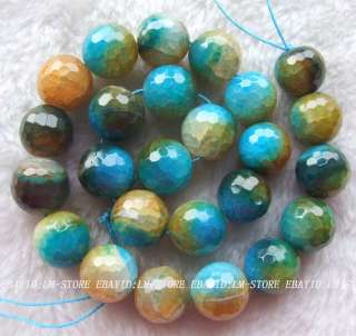 16MM Dragon Veins Agate Faceted Round Beads 15  