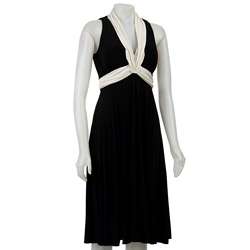   Howard Womens Black/ Ivory V neck Jersey Dress  Overstock