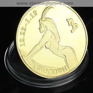    Capricorn Zodiac Sign Gold plated Coin 058: Everything Else