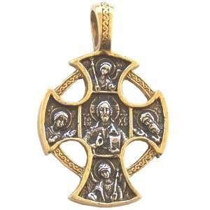 Jesus, Mother Mary and St. Michael Cross  24K Gold/925 silver(2.4x2x.2 
