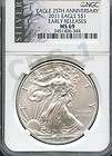 2011 SILVER EAGLE 25TH ANNIVERSARY EARLY RELEASES NGC MS69 LIBERTY 