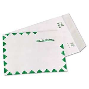   White Leather Tyvek Envelopes, 9x12, White, 100/Box
