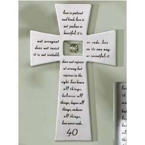 Pack of 4 Love Never Fails 40th Wedding Anniversary Wall Crosses 