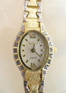   Elgin Ladies Womans Wristwatch Watch Diamond, Mother of Pearl  