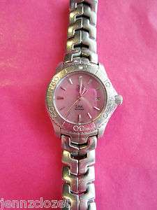   PINK MOTHER OF PEARL FACE STAINLESS STEEL LINK WATCH WJ1315  