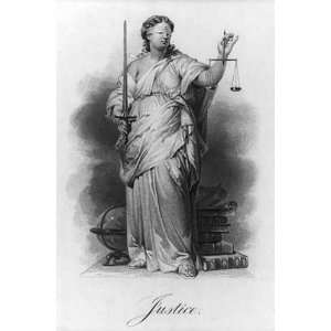  Justice,blindfolded woman holding sword and scale,allegory 