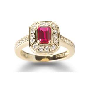  0.97 Ct Round Ruby Solid 14K Yellow Gold Ring   New 
