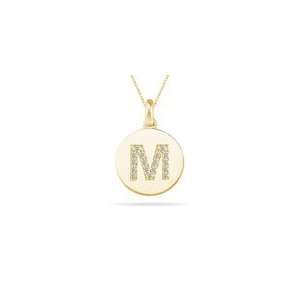  0.51 Cts Diamond Initial M Pendant in 14K Yellow Gold 