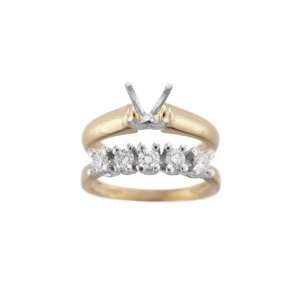  0.33 Cts Diamond Five Stone Wedding Band & Contour Ring in 