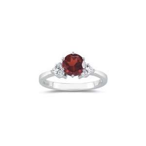  0.18 Cts Diamond & 1.25 Cts Garnet Ring in 18K White Gold 