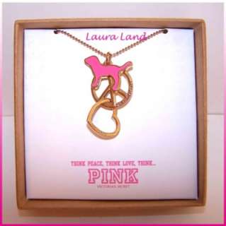 Victoria Secret PINK CHARM NECKLACE Dog Peace Heart NIB  