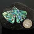 Iridescent Green Paua Abalone Shell Carving GINKGO Leaf Pendant 2.20 