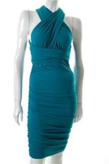 FAMOUS CATALOG Moda Convertible Green Versatile Dress Stretch Ruched M 