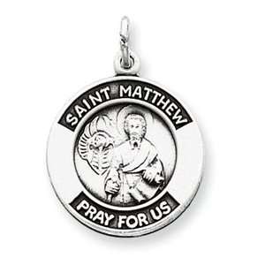  Sterling Silver Oxidized Saint Matthew Medal Jewelry