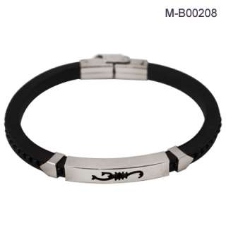   bracelets bracelet features material stainless steel black rubber with