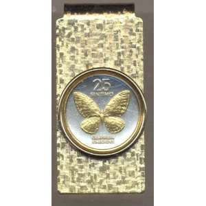   Toned Gold on Silver Philippines Butterfly, Coin   Money clips Beauty
