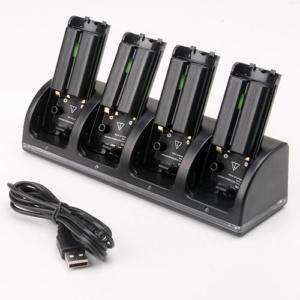 New Charger Dock + 4 x Battery for Nintendo Wii Remote  