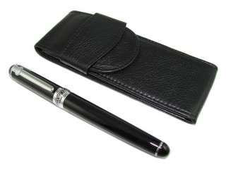   duke black gentleman fountain pen in high quality W/ LEATHER PEN CASE