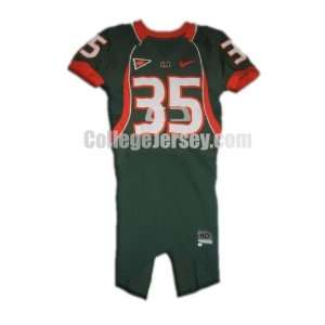  Green No. 35 Game Used Miami Nike Football Jersey Sports 