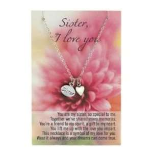  I Love You Sister Appreciation Heart Charm Necklace