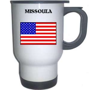  US Flag   Missoula, Montana (MT) White Stainless Steel Mug 
