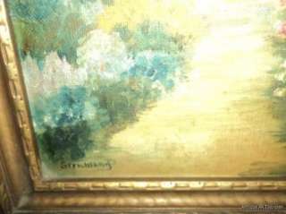   Art DECO Atkinson Fox STYLE Original Oil GARDEN Painting  