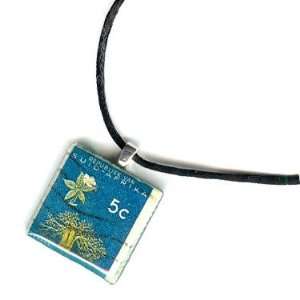 Postage Stamp Pendant Necklace   Vintage from South Africa   Handmade