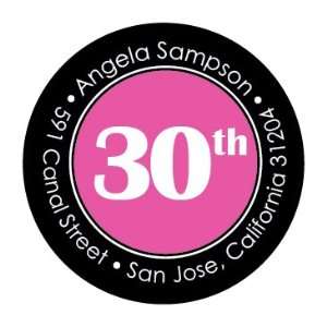  30th Birthday Pink And Black Round Stickers: Everything 