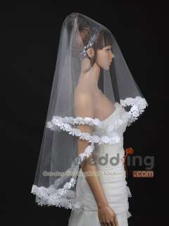 1T 62 White Tulle Elbow Wedding Bridal Veil Headpieces with Floral 