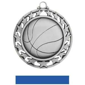 com Hasty Awards Custom Basketball Medal With Stars SILVER MEDAL/BLUE 