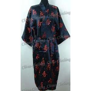  Shanghai Tone® Blessing Kimono Robe Sleepwear Gown Black 