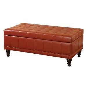  Randel Leatherette Storage Bench   Red Finish: Home 