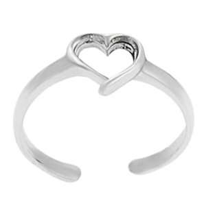 Sterling Silver Womens Heart Toe Ring Hypoallergenic Nickel Free .925 