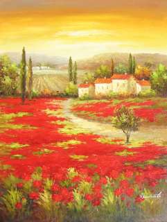 Tuscany sunset landscape 48x36 QUALITY OIL PAINTING   FREE SHIPPING 