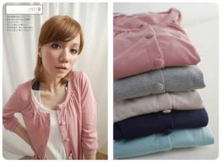Japanese Korean Fashion Style Women 3/4 Sleeve Long Coat Jacket 